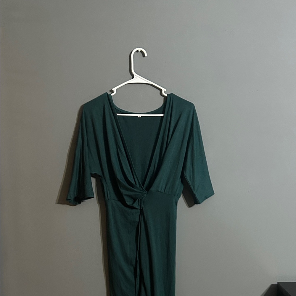 Elegant Green Wrap Dress